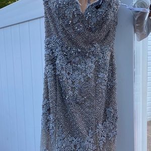 Terani Couture Silver Embellished Dress